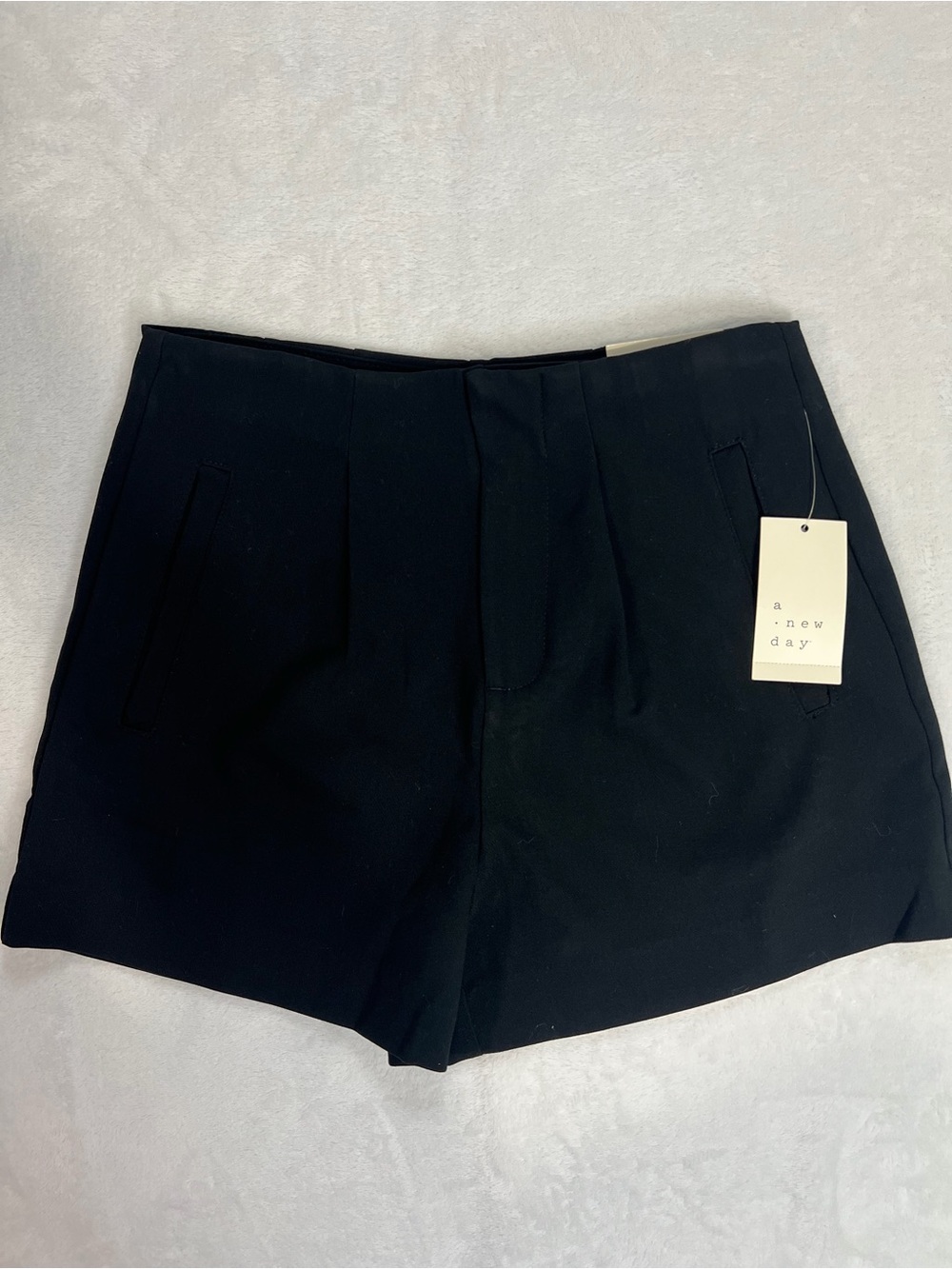 A New Day Women's Midi Dress Shorts Black Stretch Pleated 4" Inseam Size 2